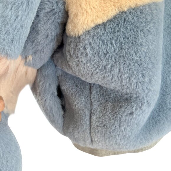 SHACI Colorblock Faux Fur Bomber Jacket in Blue & Blush – Size M - Picture 4 of 9